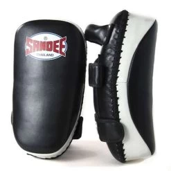 Sandee Curved Thai Leather Kick Pads – Black/White