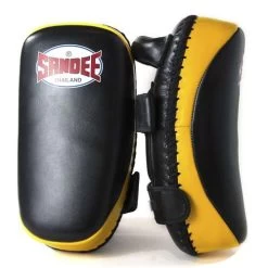 Sandee Curved Thai Leather Kick Pads – Black/Yellow