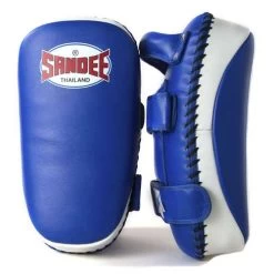 Sandee Curved Thai Leather Kick Pads – Blue/White