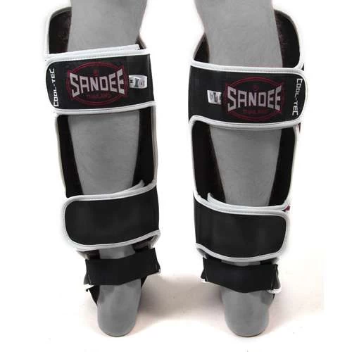 Sandee Cool-Tec Leather Boot Shinguard – White/Black/Red - Image 5