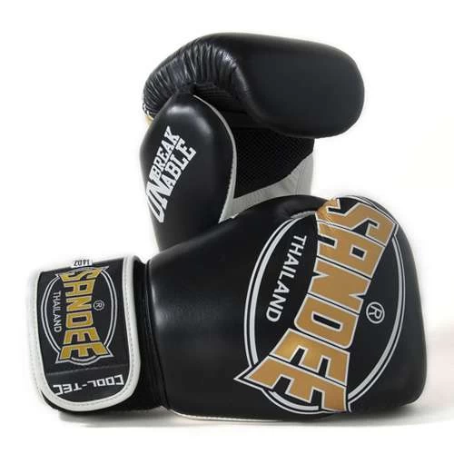 Sandee Cool-Tec Leather Sparring Glove – Black/Gold/White