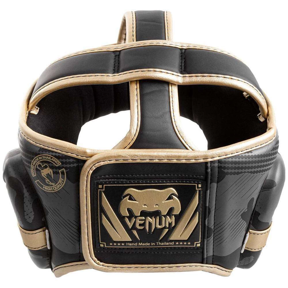 Venum Elite Cheek Head Guard β Dark Camo/Gold - Image 2