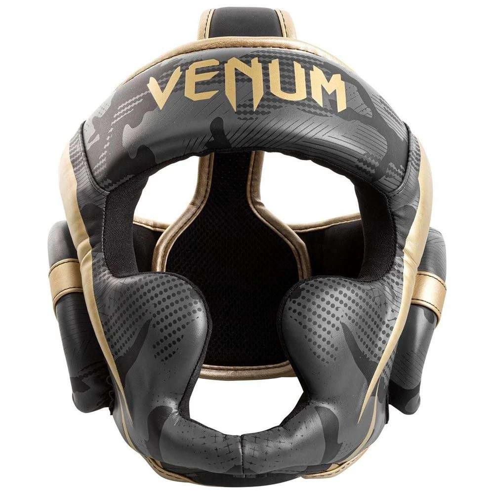 Venum Elite Cheek Head Guard β Dark Camo/Gold - Image 3