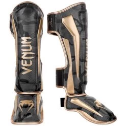 Venum Elite Shinguards – Dark Camo/Gold
