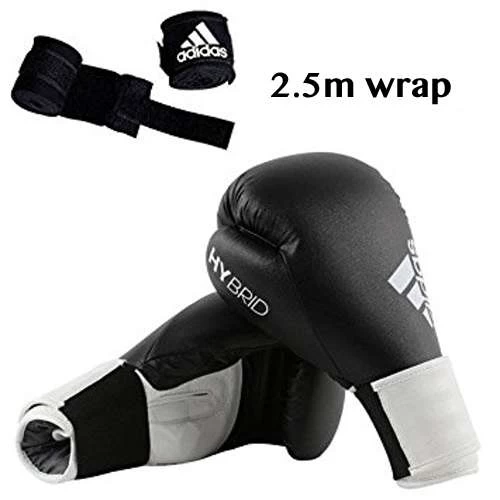 Adidas Hybrid 100 Boxing Glove + Adidas 2.5m Wrap – Black