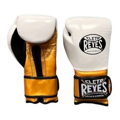 Cleto Reyes Hook&Loop Sparring Gloves – White/Gold
