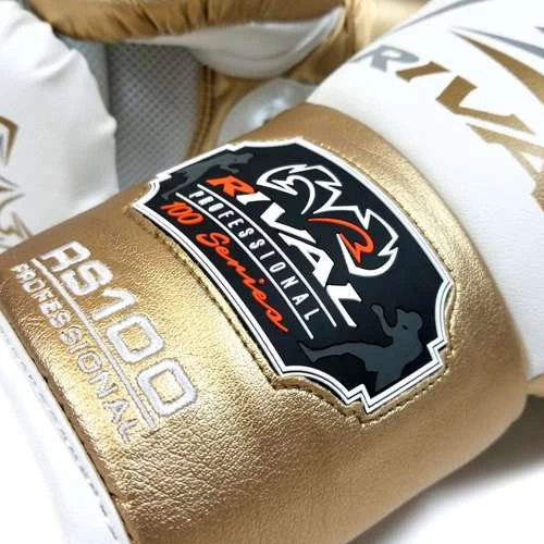 Rival RS100 Professional Lace-Up Sparring Glove – White/Gold - Image 5