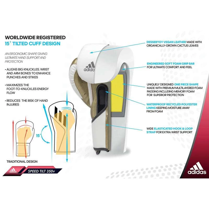 Adidas Speed Tilt 350 Lace Up Boxing Glove – Blue/Red - Image 2